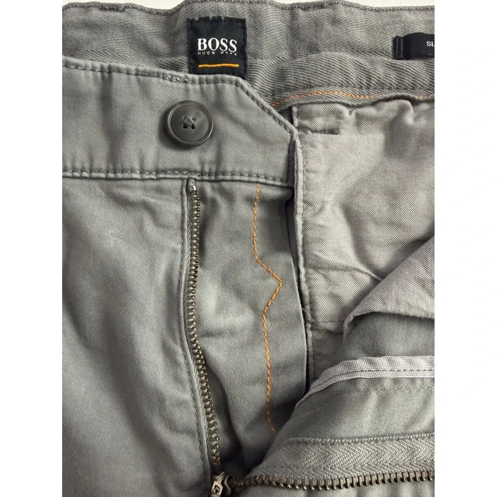 BOSS Chino Pants Mens 31x34 Grey Slim‎ Fit Schino-Slim D Stretch Cotton EUC